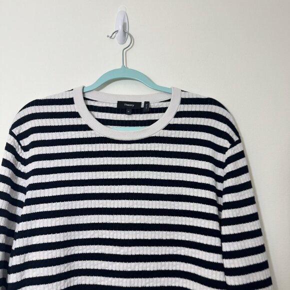 Theory Women’s Striped Pullover Sweater Size XL Crew-Neck Long Sleeves - Picture 2 of 6